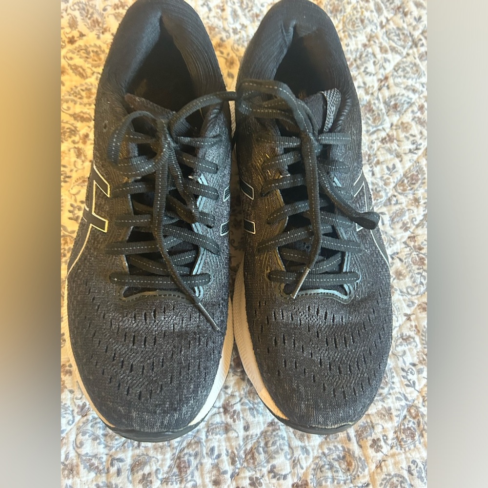 Asics Gel Nimbus 24 Black Silver Running Shoe. Womens Sneaker Size 10